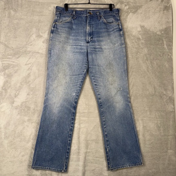 Vintage Wrangler Jeans Mens 36x32 Blue 945DEN Made USA Bootcut 80s Fits34x31 - Picture 1 of 16